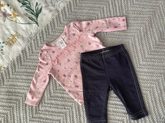 Conjunto Carters polera rosada y leggins 3 meses
